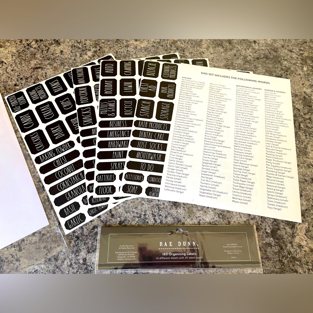 Rae Dunn Black and White Label Set